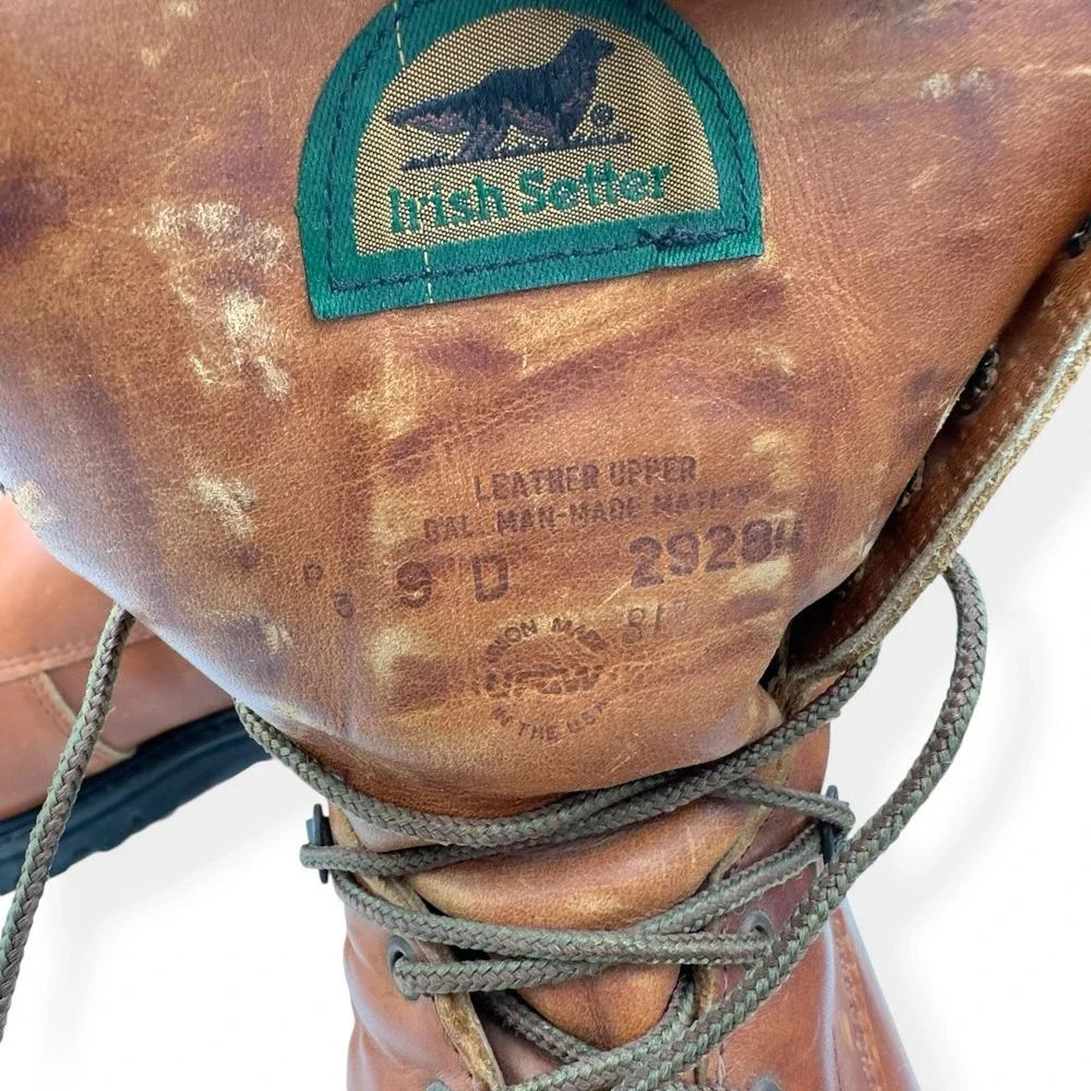 VTG Irish Setter Red Wing Boots 817 Brown Leather Union Made USA Men's Size 9 D